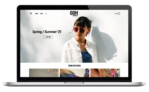 GOH Fashion website on a macbook